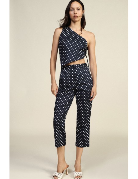 Pantalon cropped à pois avec taille normale Dixie