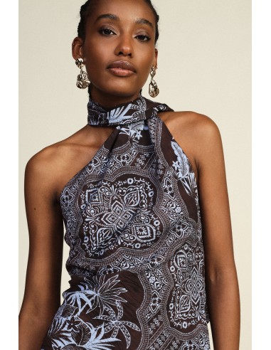Asymmetrische top met bandanaprint en knoop Dixie