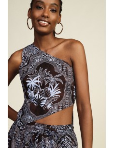 Asymmetrische one-shoulder top met paisleyprint Dixie