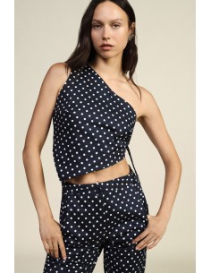 Top asymétrique à pois avec nœud latéral Dixie