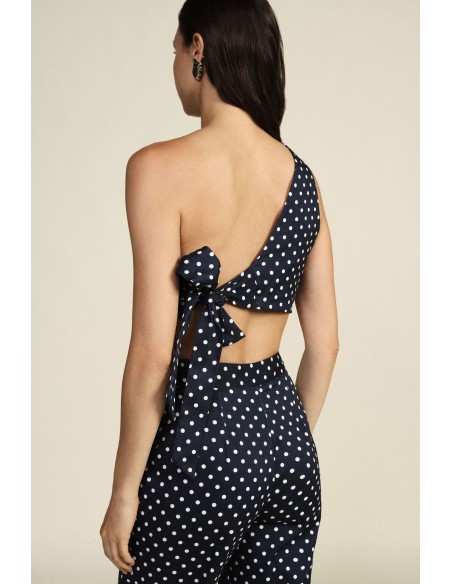 Top asymétrique à pois avec nœud latéral Dixie
