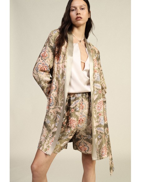 Manteau duster à motif floral avec ceinture Dixie