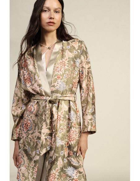 Dixie Dusterjas met bloemenprint en ceintuur