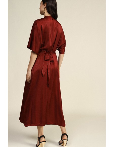 Robe longue croisée avec ceinture et manches amples Dixie