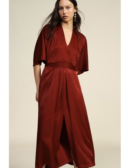Robe longue croisée avec ceinture et manches amples Dixie