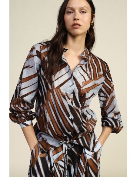 Chemise fantaisie avec nœud sur le devant et col mandarin Dixie