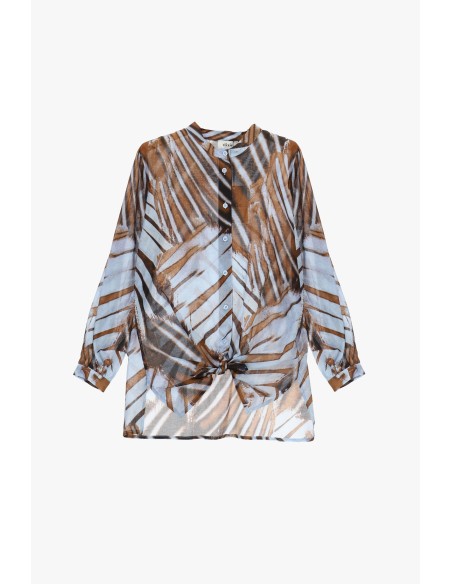 Chemise fantaisie avec nœud sur le devant et col mandarin Dixie
