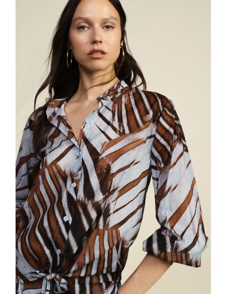 Chemise fantaisie avec nœud sur le devant et col mandarin Dixie