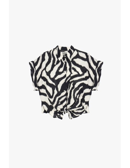 Dixie blouse met dierenprint en knoop aan de voorkant