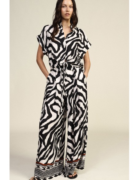 Palazzo-broek met dierenprint en geometrisch patroon van Dixie