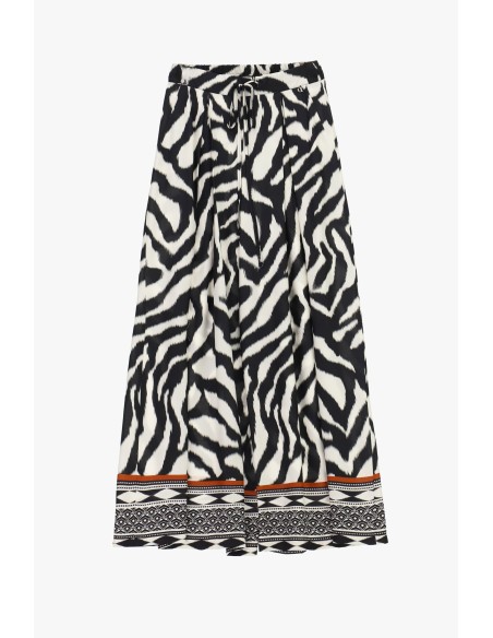 Animalier Print And Geometric Pattern Palazzo Trousers Dixie