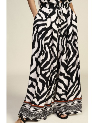 Animalier Print And Geometric Pattern Palazzo Trousers Dixie