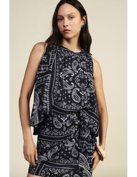 Uitlopende top met paisley-patchworkprint Dixie