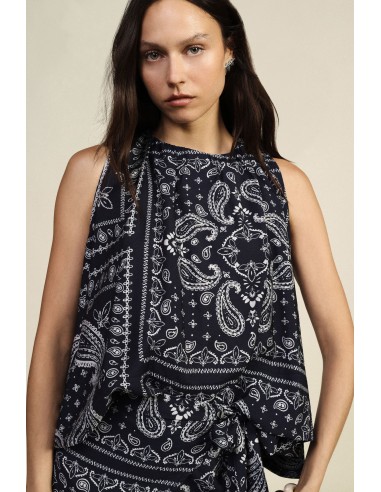 Top évasé à imprimé patchwork cachemire Dixie