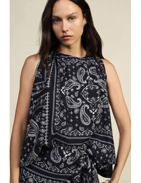 Top évasé à imprimé patchwork cachemire Dixie