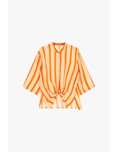 Chemise à rayures avec nœud sur le devant et manches 3/4 Dixie