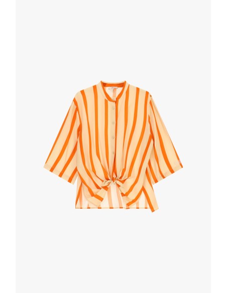 Chemise à rayures avec nœud sur le devant et manches 3/4 Dixie