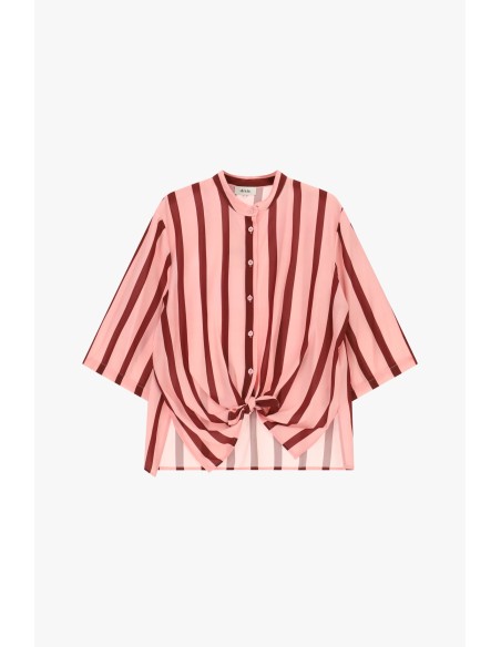 Chemise à rayures avec nœud sur le devant et manches 3/4 Dixie
