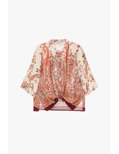 Blouse à motif paisley avec nœud sur le devant « Dixie »