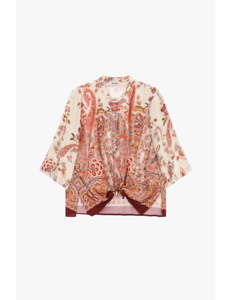 Blouse à motif paisley avec nœud sur le devant « Dixie »