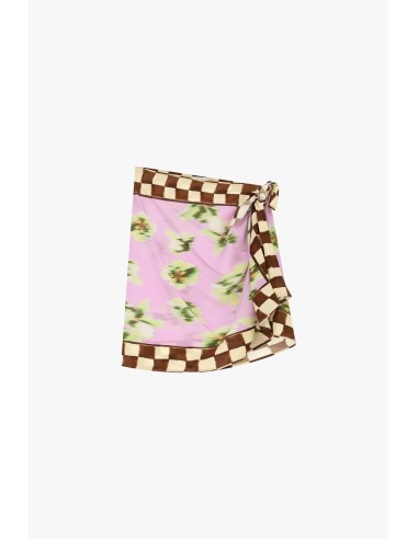 Jupe courte à motif floral avec bordure à carreaux Dixie