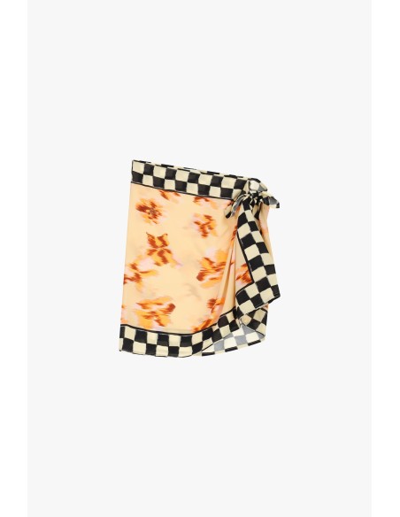 Jupe courte à motif floral avec bordure à carreaux Dixie