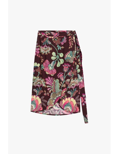 Jupe portefeuille à motif floral, mi-longue, Dixie