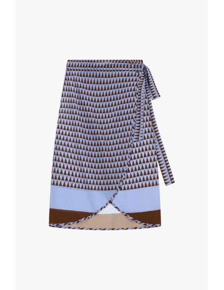 Jupe midi portefeuille à motifs géométriques Dixie