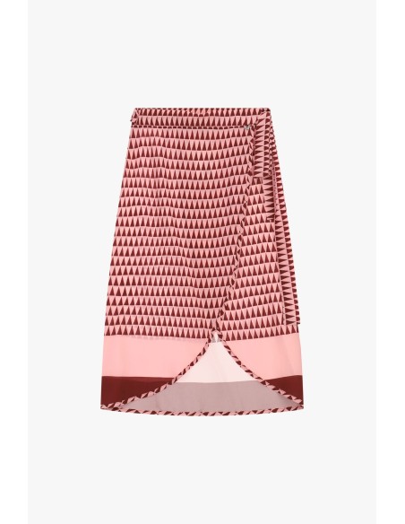 Jupe midi portefeuille à motifs géométriques Dixie