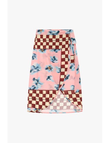 Jupe midi portefeuille à motif patchwork Dixie