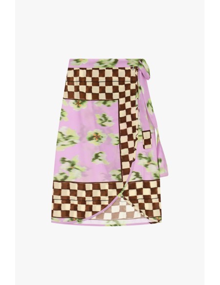 Dixie midi-wikkelrok met patchworkmotief