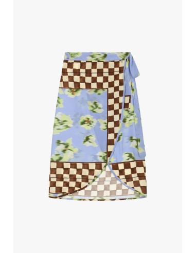 Jupe midi portefeuille à motif patchwork Dixie
