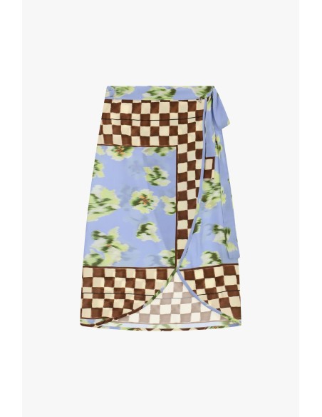 Jupe midi portefeuille à motif patchwork Dixie