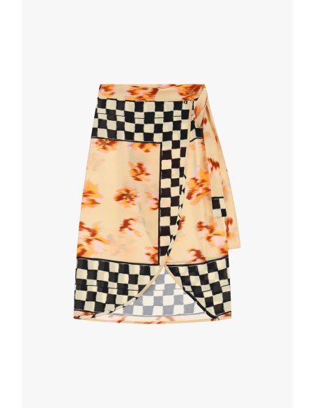 Jupe midi portefeuille à motif patchwork Dixie