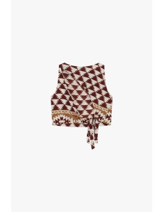 Korte top met geometrisch dessin en verstelbare knoop Dixie 2