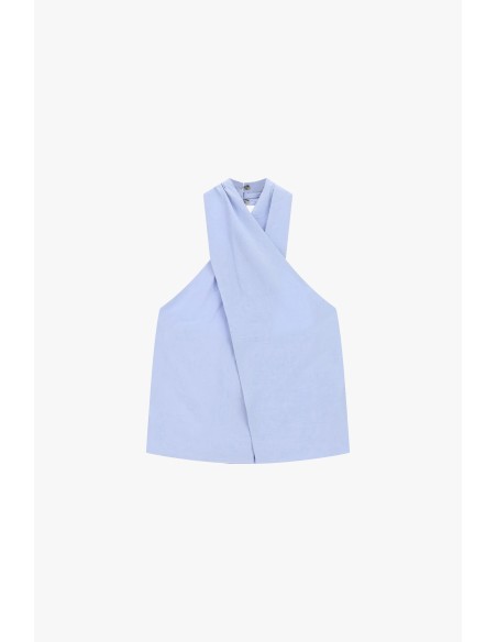 Dixie top met kruisdetail en ruches op de rug