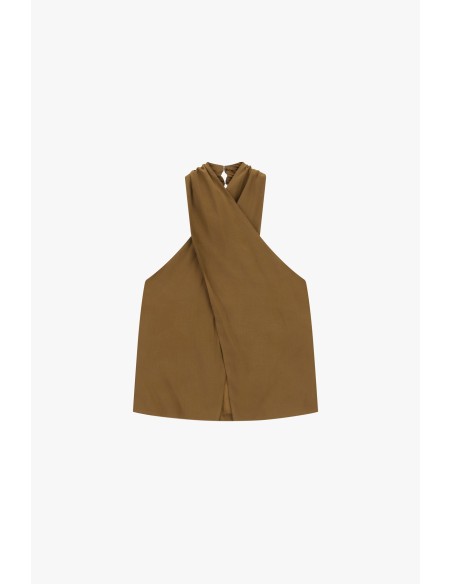 Dixie top met kruisdetail en ruches op de rug