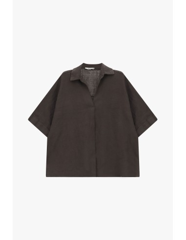 Ruime blouse met korte mouwen en klassieke kraag Alstublieft