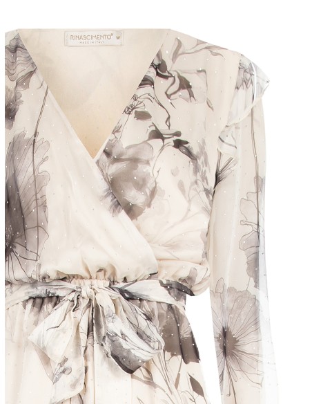 Robe courte en tissu ultraléger à paillettes avec décolleté en V croisé Rinascimento
