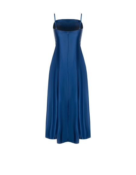 Robe midi évasée en satin duchesse avec poches Rinascimento