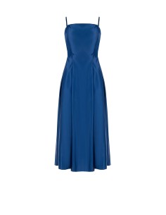 Robe midi évasée en satin duchesse avec poches Rinascimento