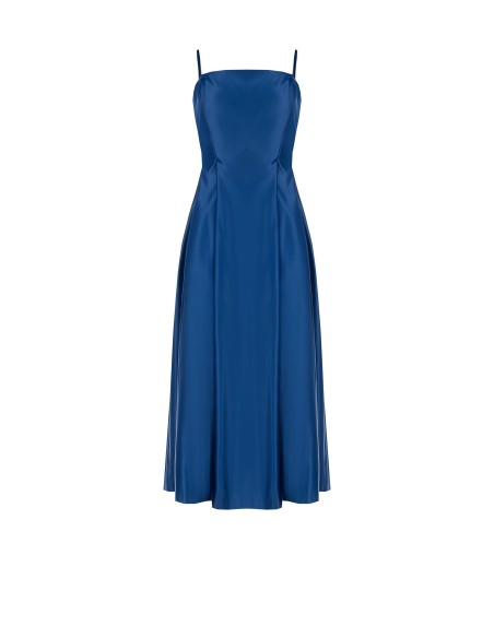 Robe midi évasée en satin duchesse avec poches Rinascimento