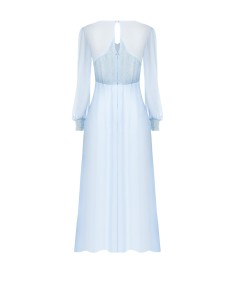 Robe midi en georgette et dentelle à volants avec deux fentes devant Rinascimento 2