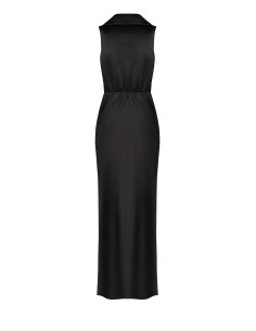 Robe longue portefeuille en satin avec décolleté en V et fente latérale Rinascimento 2