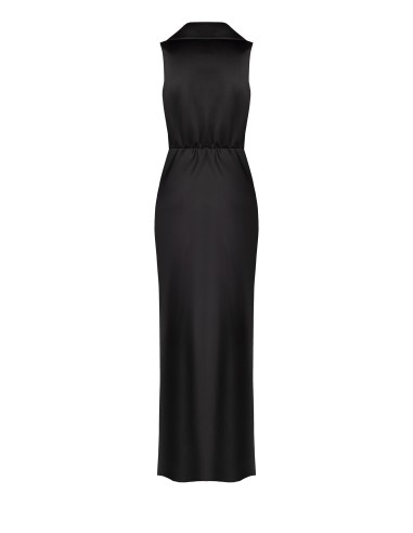 Robe longue portefeuille en satin avec décolleté en V et fente latérale Rinascimento