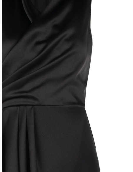 Robe longue portefeuille en satin avec décolleté en V et fente latérale Rinascimento