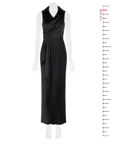 Robe longue portefeuille en satin avec décolleté en V et fente latérale Rinascimento