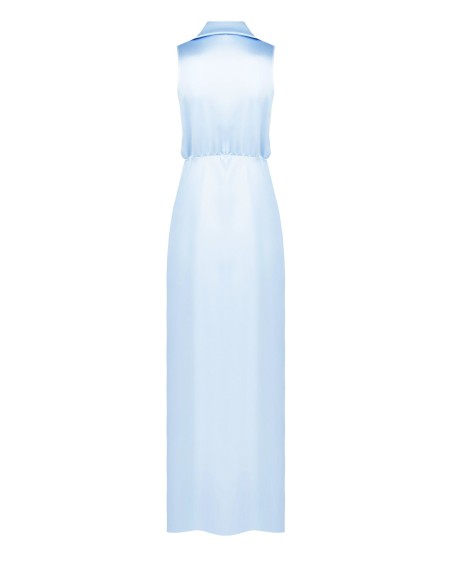 Robe longue portefeuille en satin avec décolleté en V et fente latérale Rinascimento