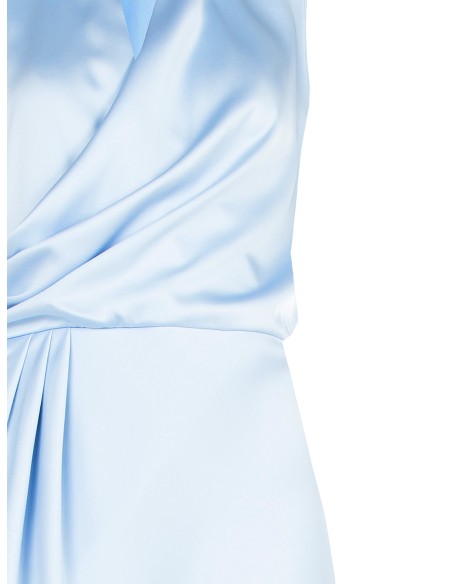 Robe longue portefeuille en satin avec décolleté en V et fente latérale Rinascimento