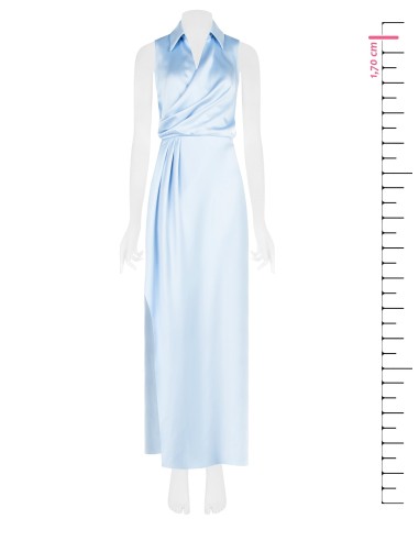 Robe longue portefeuille en satin avec décolleté en V et fente latérale Rinascimento